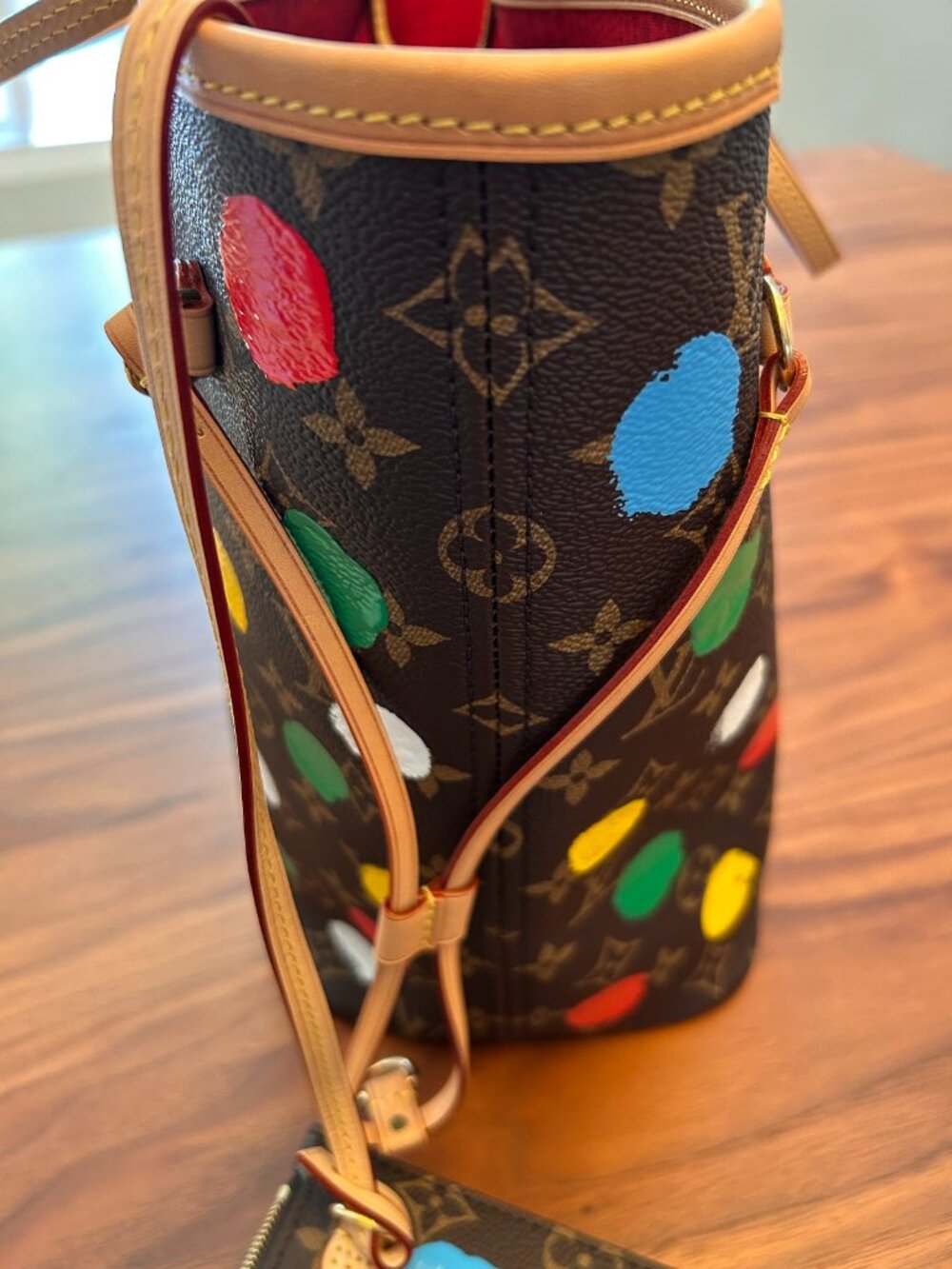 New! Louis Vuitton Monogram Multicolor Paint Dot Neverfull Tote with Pouch - Picture 4 of 11